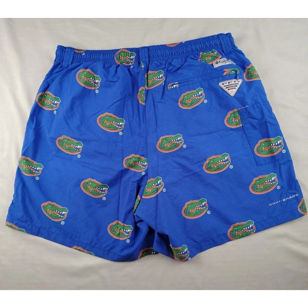 Columbia PFG Mens Medium Florida Gators Swim Trunks Blue NCAA Gator Logo Shorts